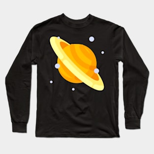 Saturn With its Rings and Moons Titan with full glory Pattern Physics. Long Sleeve T-Shirt